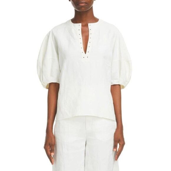 Chloé Linen And Silk Canvas Top In White 2021 Never Worn - Picture 4 of 9